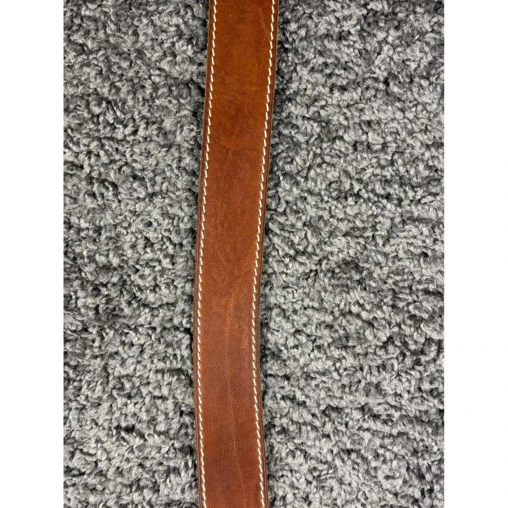 Nordstrom 1901 Mens Brown Leather Belt 42 Handcrafted USA Contrast Stitch 105cm
